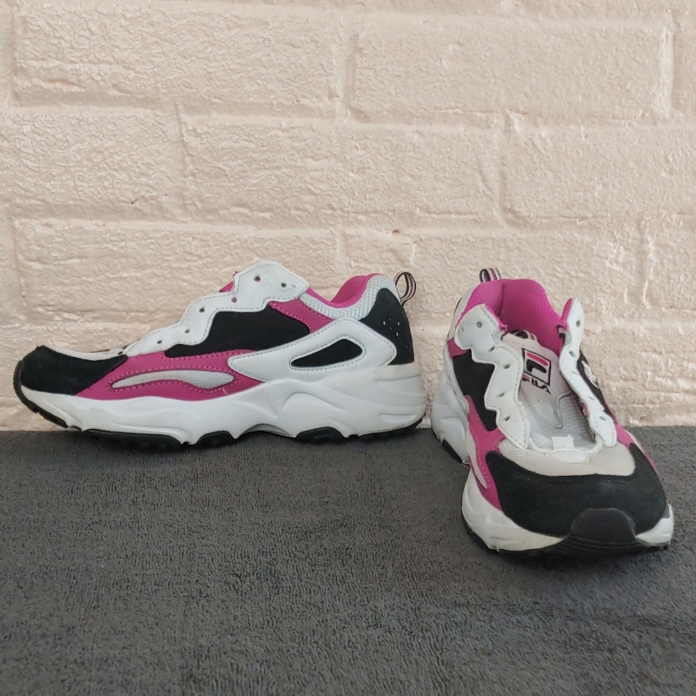 Pre-owned Fila Kid's Ray Tracer Pink/Black Running Shoe Size 6us - Picture 6 of 8
